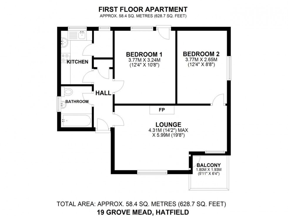 Floorplan for Hatfield, Hertfordshire