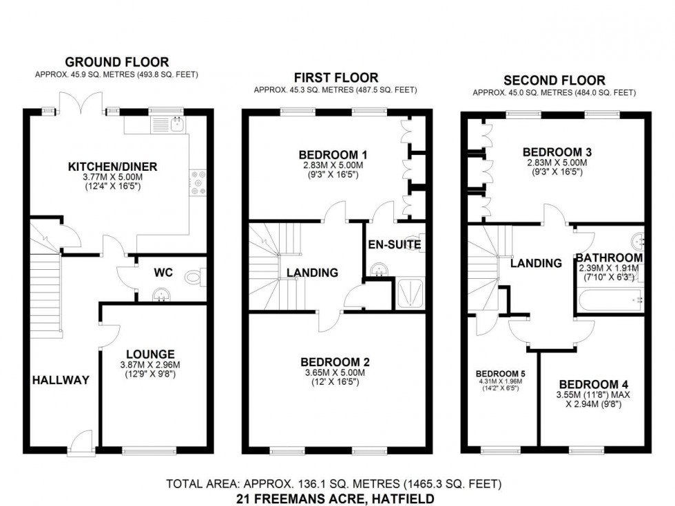 Floorplan for Hatfield, Hertfordshire