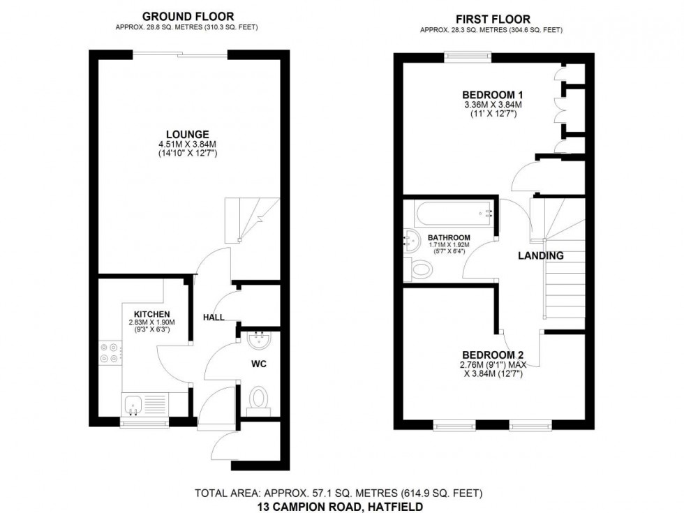 Floorplan for Hatfield, Hertfordshire